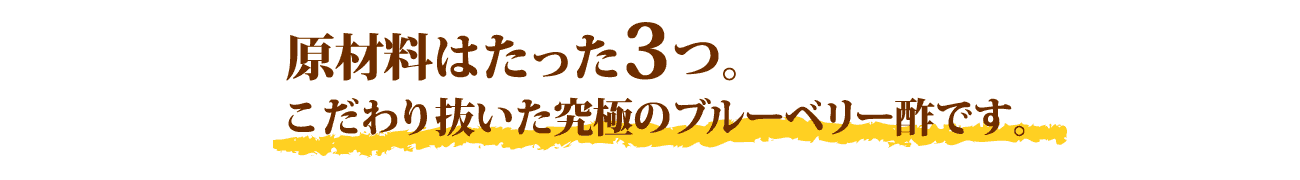 原材料はたった3つ。こだわり抜いた究極のブルーベリー酢です。